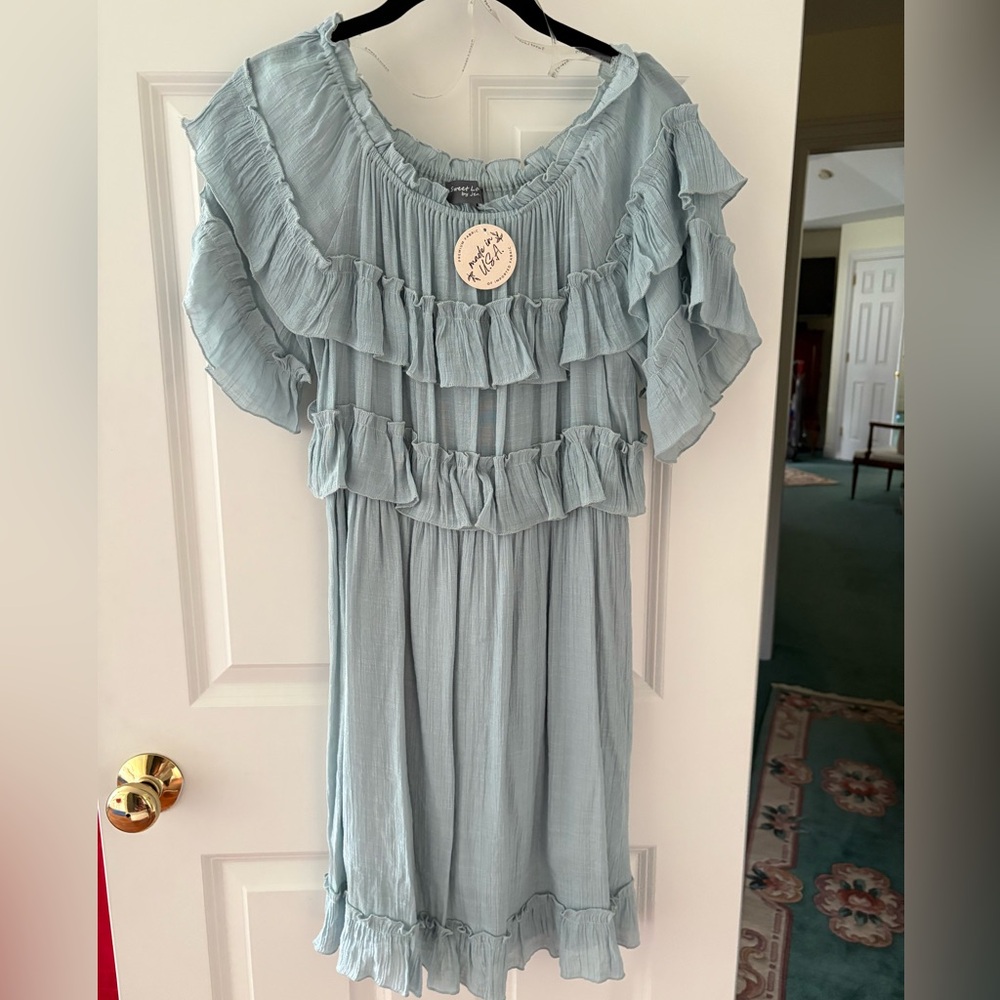 Sweet Lovely by Jen Aqua Ruffled Dress